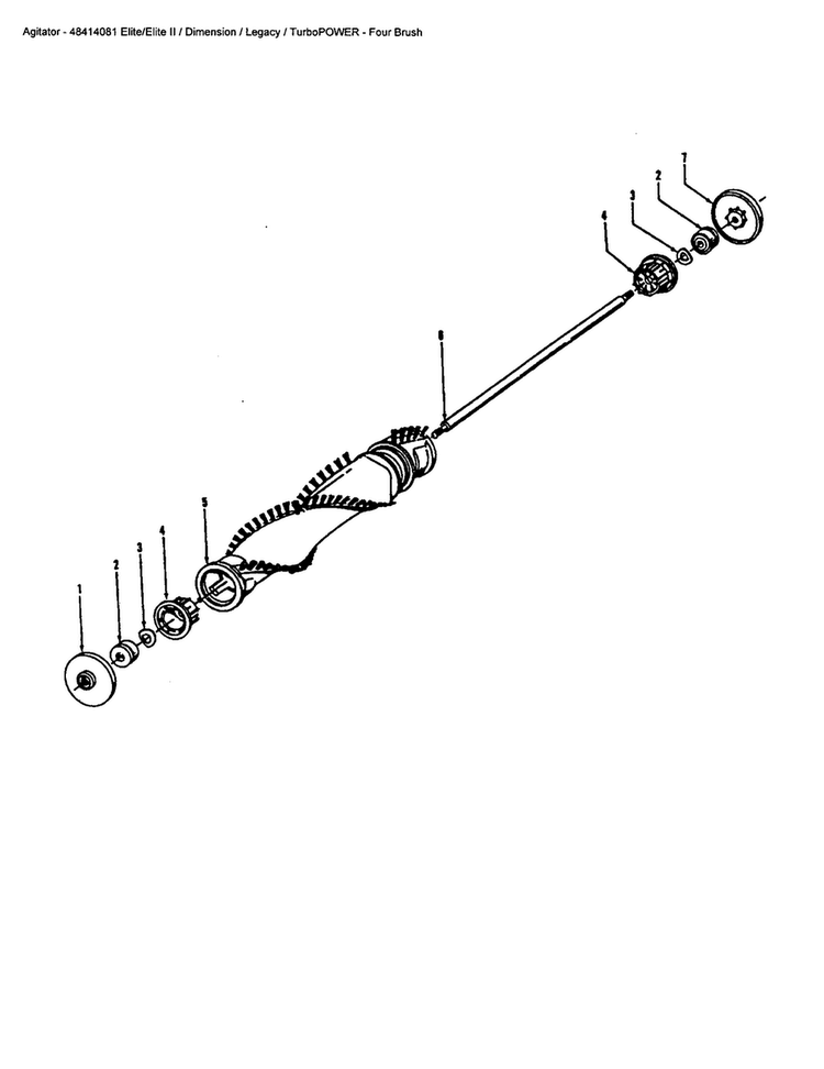 Agitator Diagram and Parts List for U5135-90  Hoover Upright Vacuum