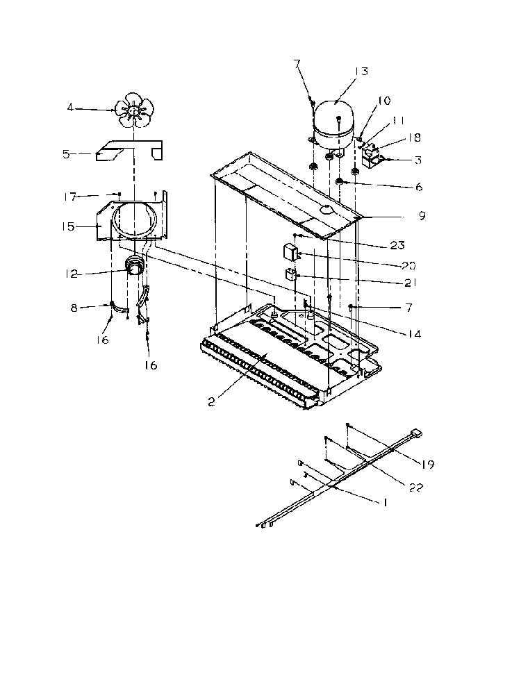 Compressor Compartment Diagram and Parts List for GTG21B2L-P1193001WL  Amana Refrigerator