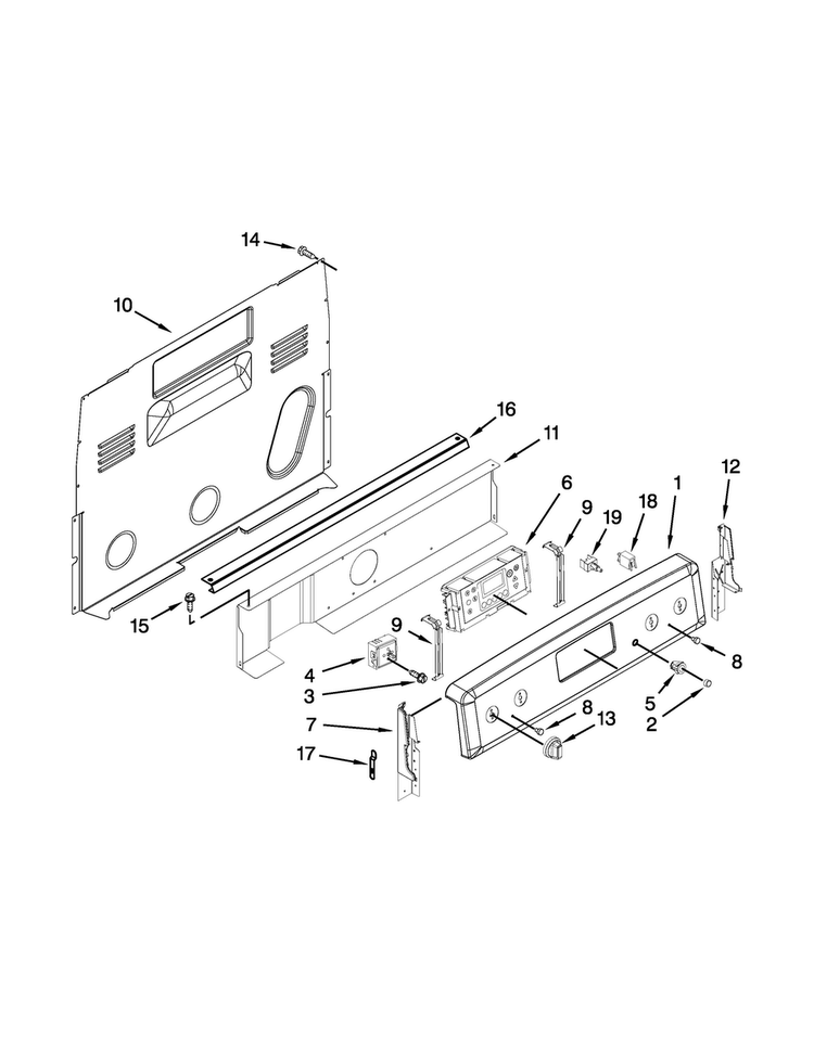 Control Panel Parts Diagram and Parts List for MER8700DB0  Maytag Range
