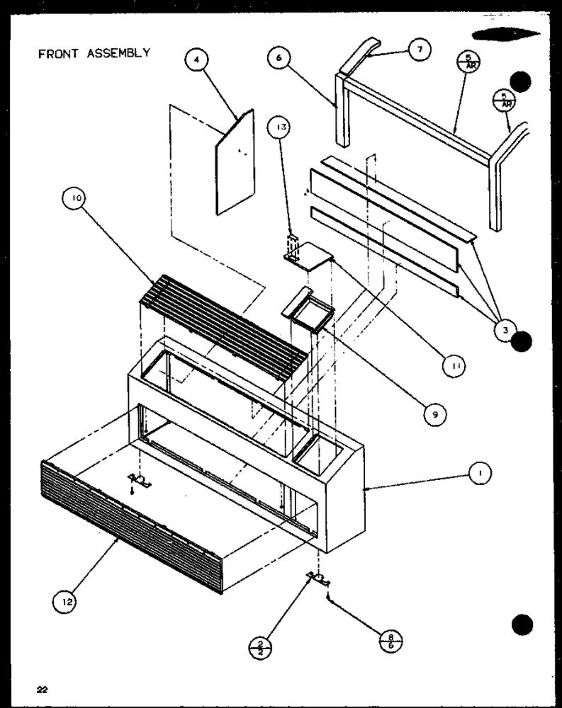 Front Assembly 2 Diagram and Parts List for PTC12300ER P9812515R Amana Air Conditioner