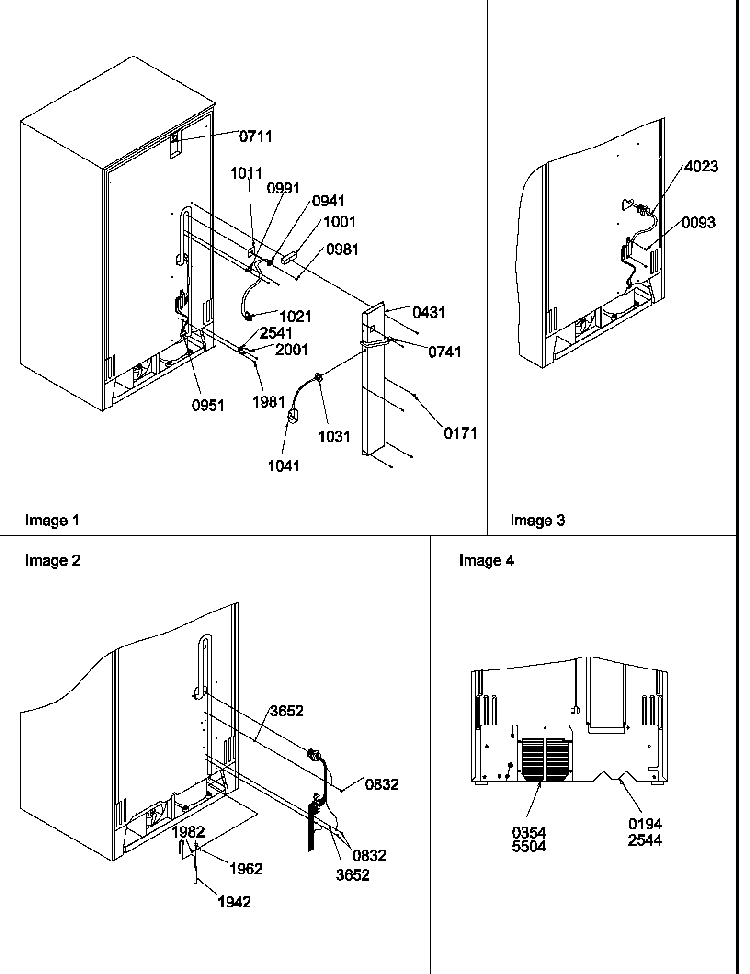 Cabinet Back Diagram and Parts List for SG521SBW-P1197002WW  Amana Refrigerator