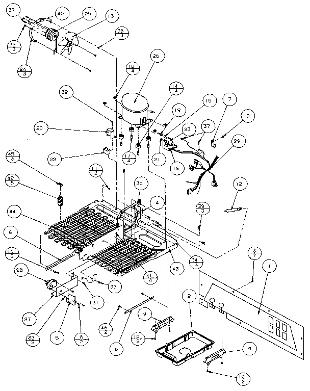 Machine Compartment Diagram and Parts List for 36271-P1121801W  Amana Refrigerator