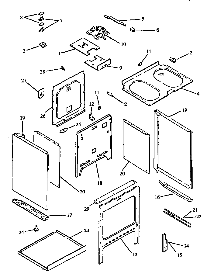 Cabinet Assy Diagram and Parts List for EST3102L-P1130629NL  Caloric Range
