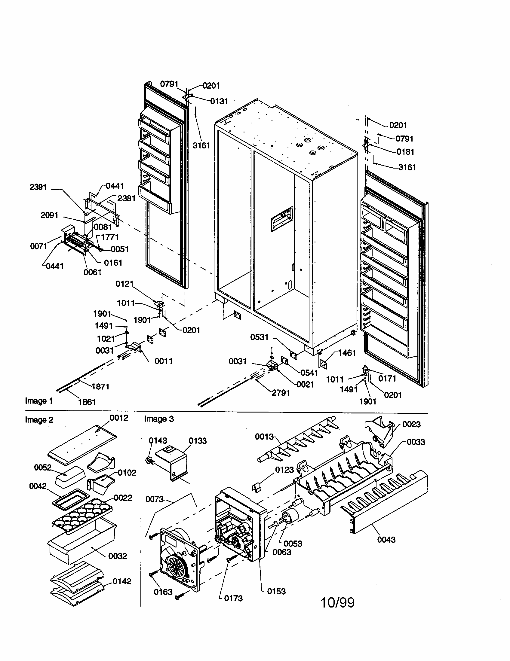 Hinges, Ice Maker And Accessories Diagram and Parts List for S148CA01-P1305502W  Amana Refrigerator