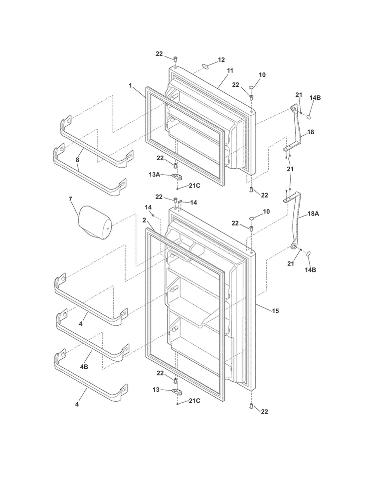 Doors Diagram and Parts List for CRT185HLB7  Crosley Refrigerator