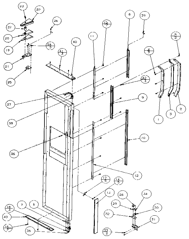 Freezer Door, Hinge, And Trim Diagram and Parts List for 36271-P1121802W  Amana Refrigerator