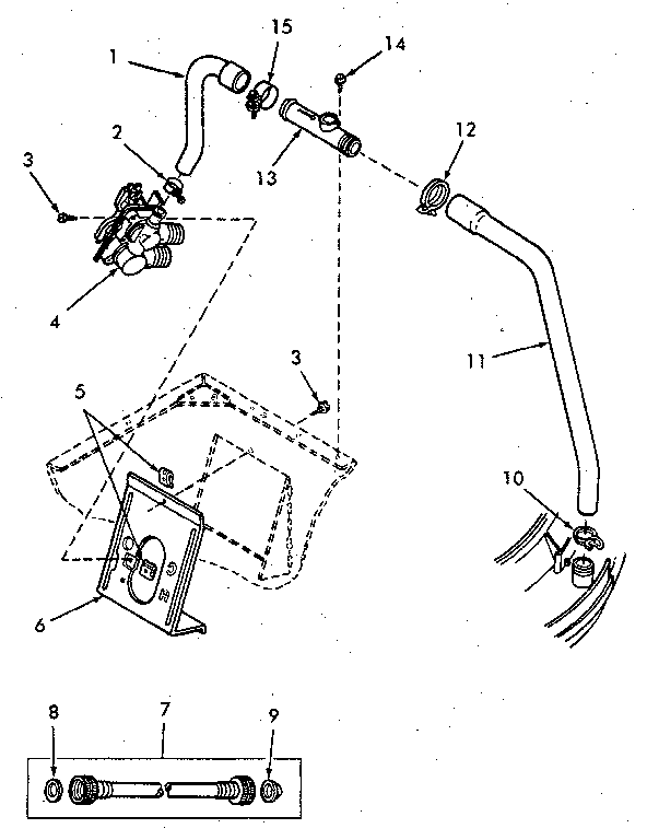 Hoses, Preventer, Mixing Valve And Mounting Bracket Diagram and Parts List for NA4621W33721  Speed Queen Washer