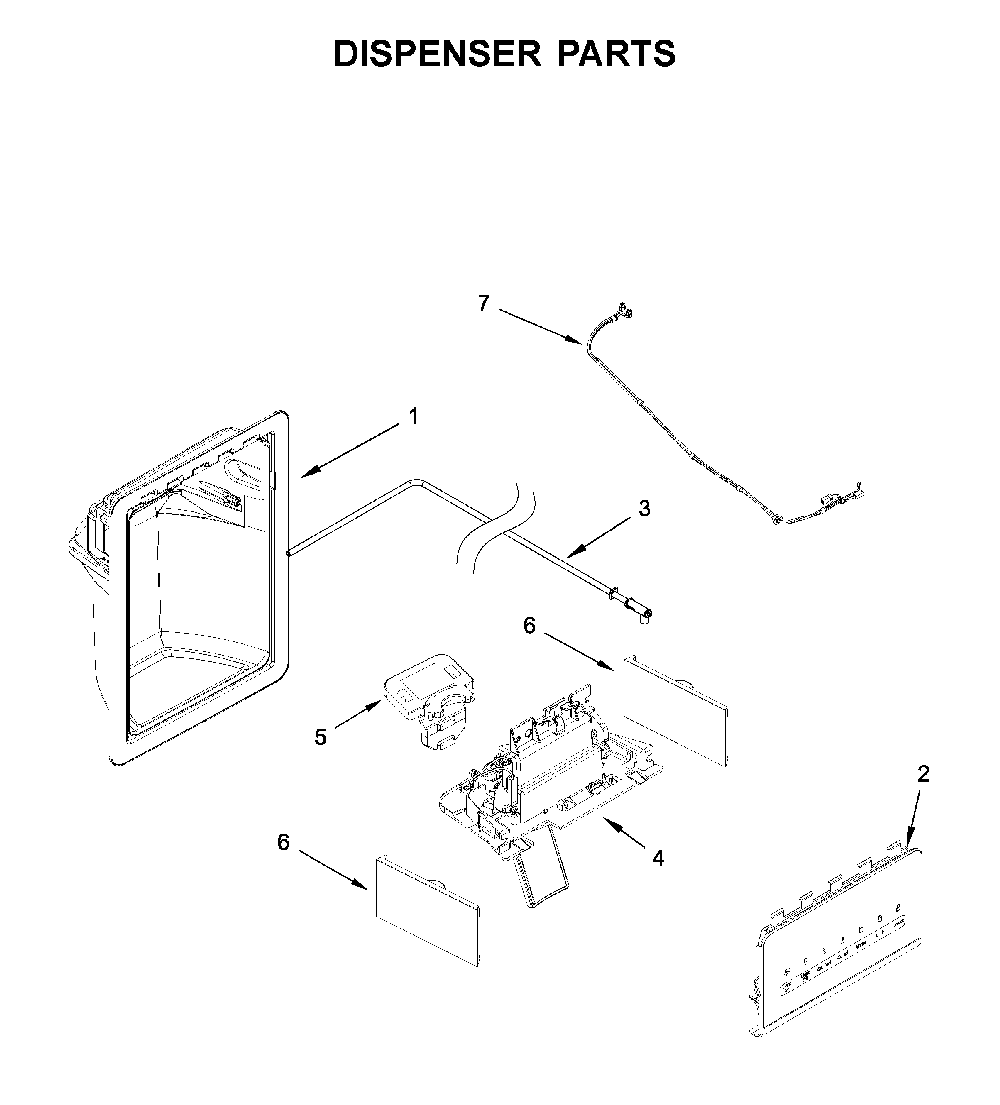 Dispenser Parts Diagram and Parts List for 10650045714  Kenmore Refrigerator