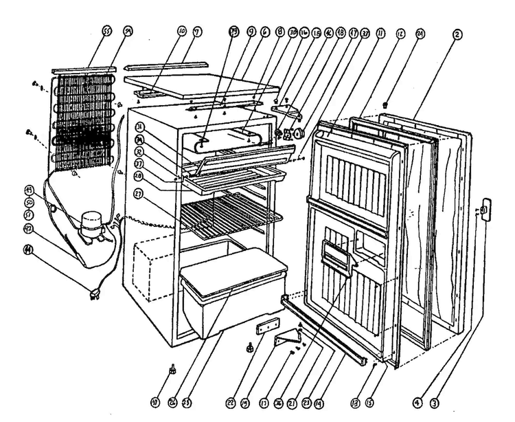 Cabinet Parts Diagram and Parts List for WCR05 F Crosley Freezer