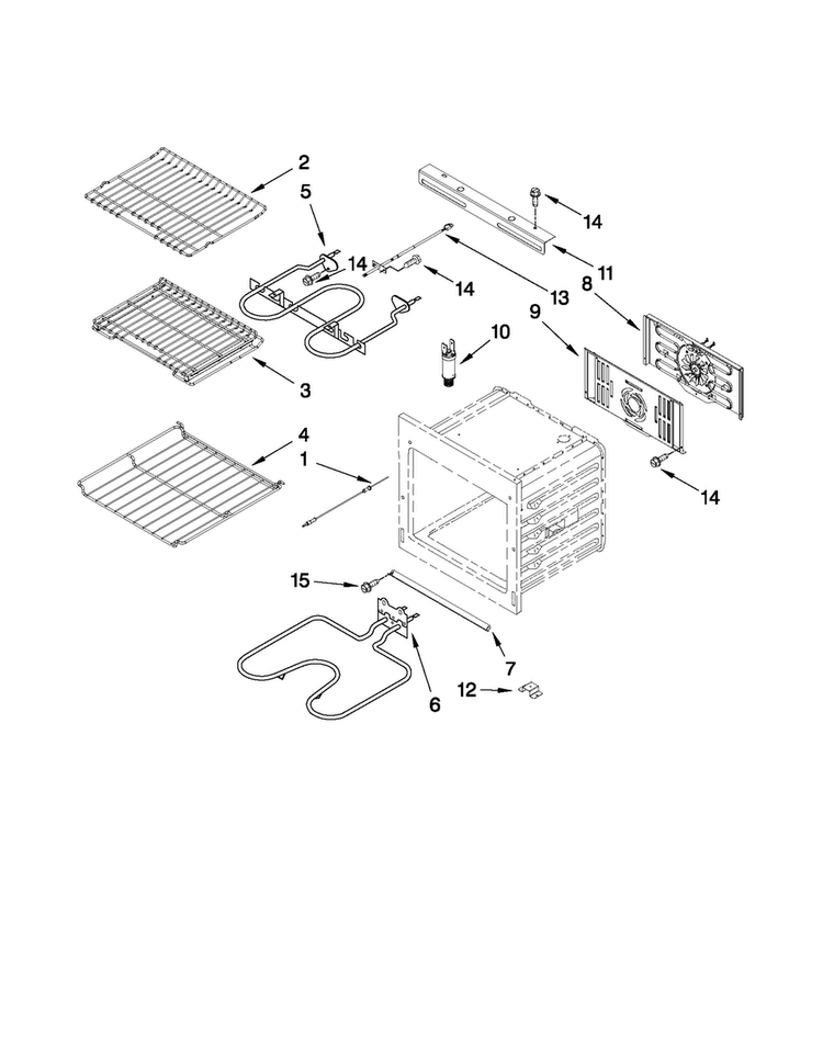 Internal Oven Parts Diagram and Parts List for JJW2827WS01  Jenn-Air Wall Oven