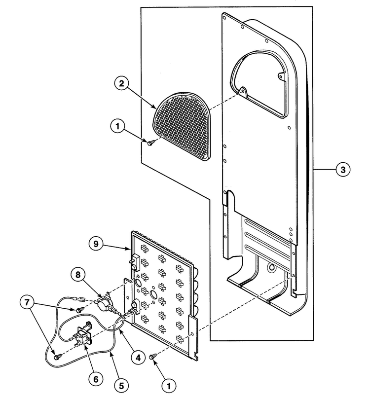 Heater Assy Diagram and Parts List for SSE807QF1500  Speed Queen Dryer