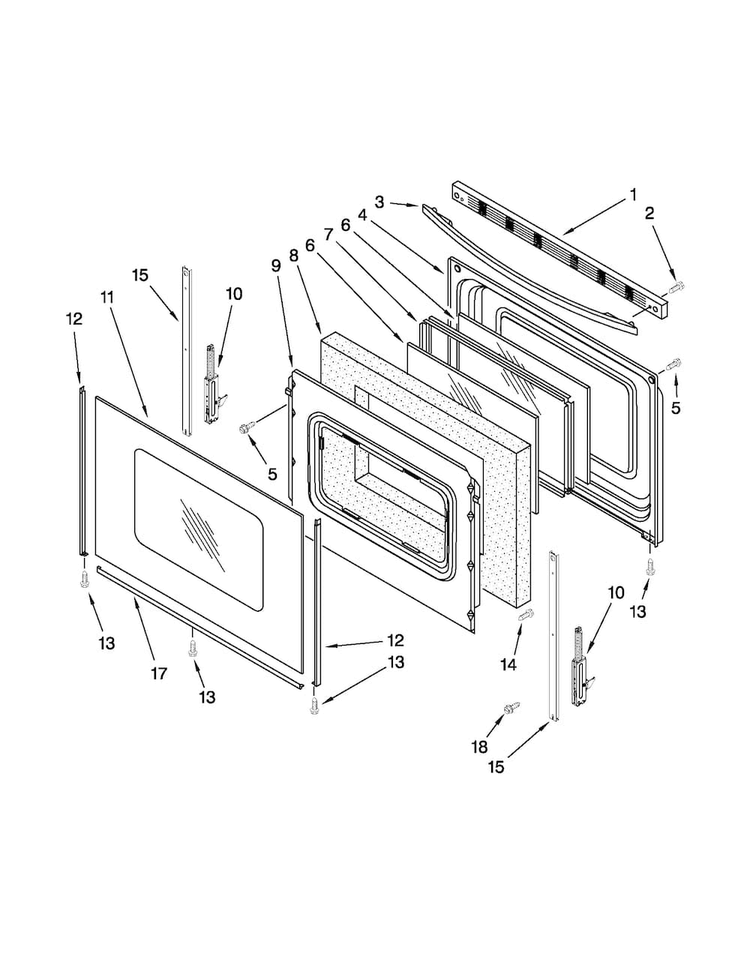 Door Parts Diagram and Parts List for AGR5844VDS5  Amana Range