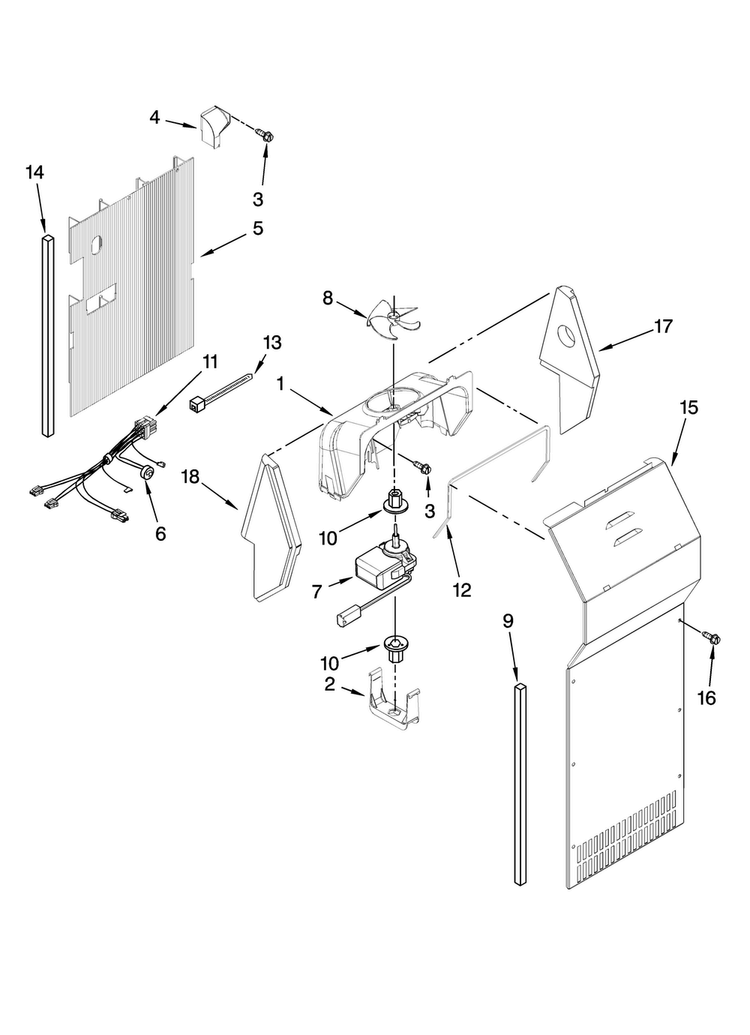 Air Flow Parts Diagram and Parts List for MSB2554AEW00  Maytag Refrigerator