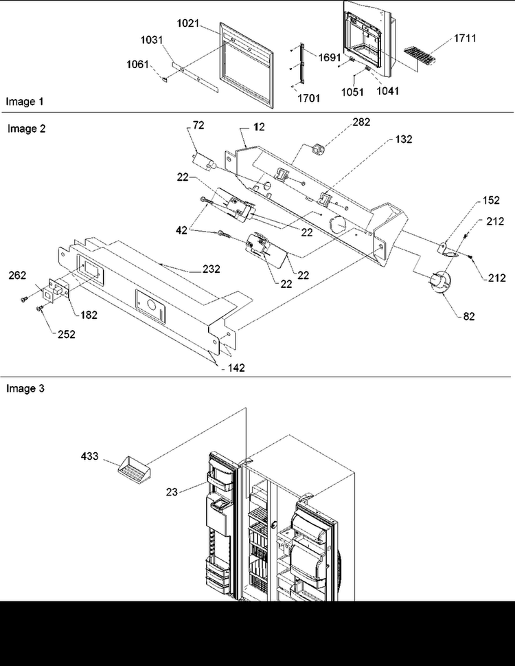 FaÃ§ade Dispenser Cover & Elec. Brkt Assy Diagram and Parts List for SSD522VS-P1320307WS  Amana Refrigerator