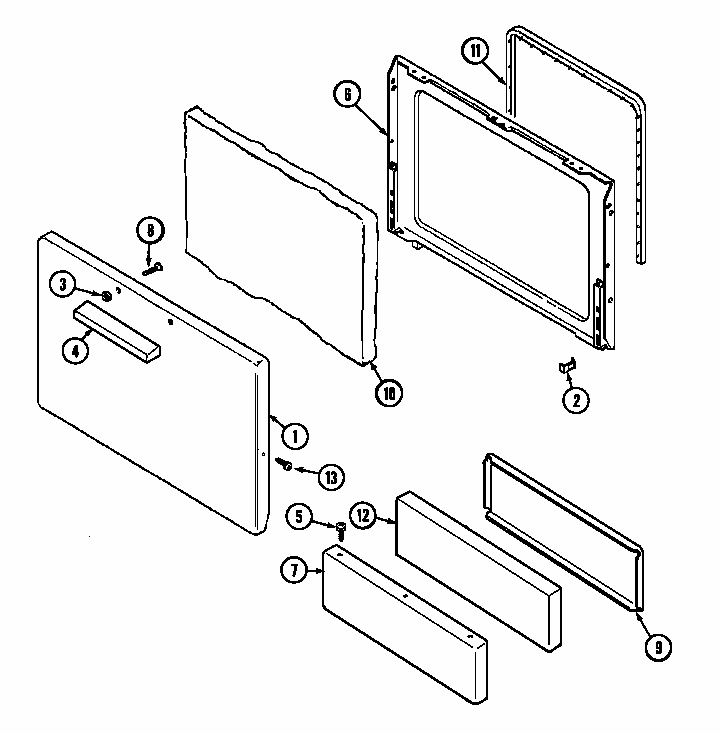 Door Diagram and Parts List for S31000PAWD  Maytag Range