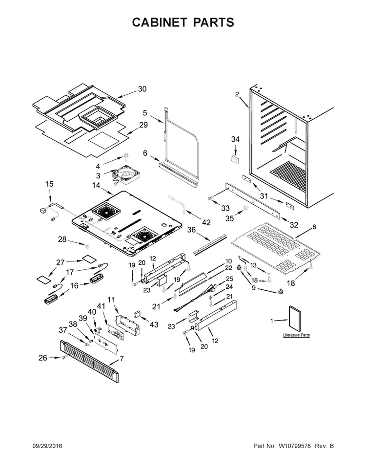 Cabinet Parts Diagram and Parts List for JUW24FLECX00  Jenn-Air Wine and Beverage Cooler