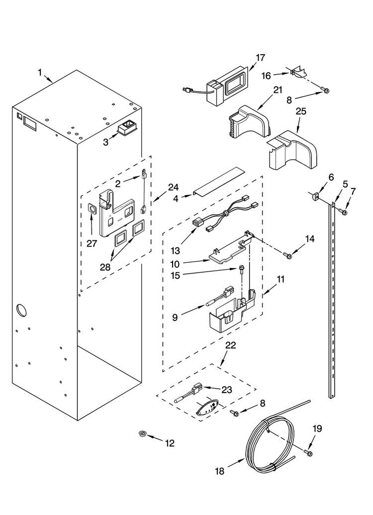 Refrigerator Liner Parts Diagram and Parts List for JS42PPDUDB01  Jenn-Air Refrigerator