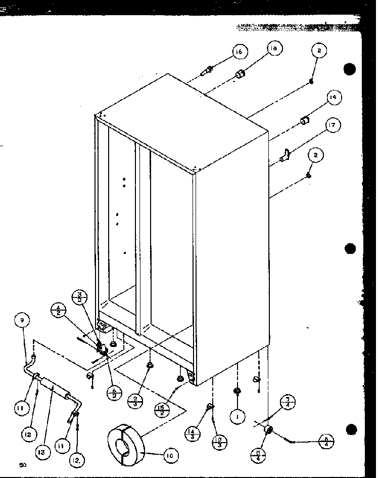 Drain And Rollers Diagram and Parts List for SBD20K-P1117701W  Amana Refrigerator