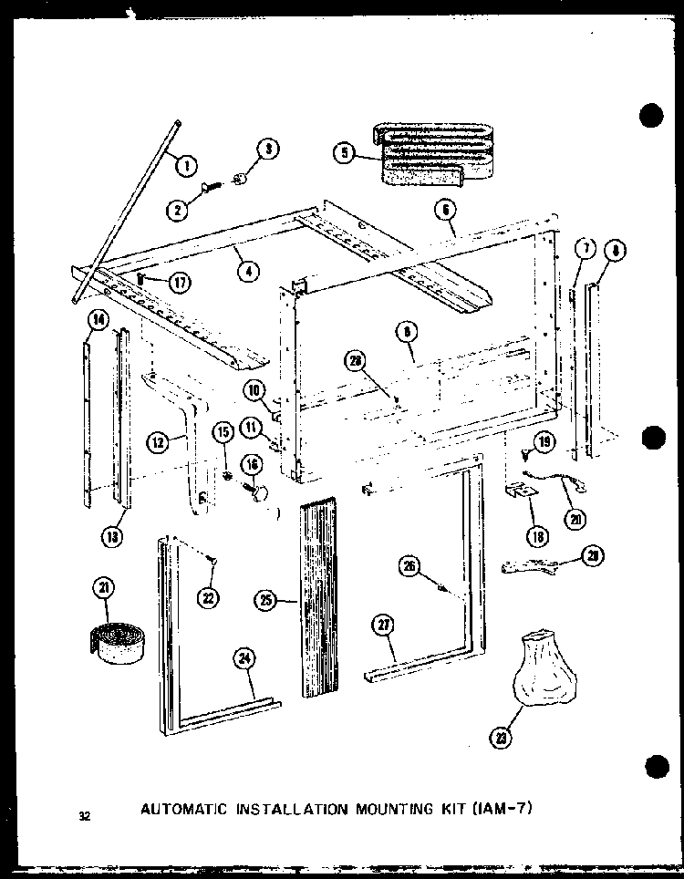 Automatic Installation Mounting Kit Diagram and Parts List for 113W-3W P54975-64R Amana Air Conditioner