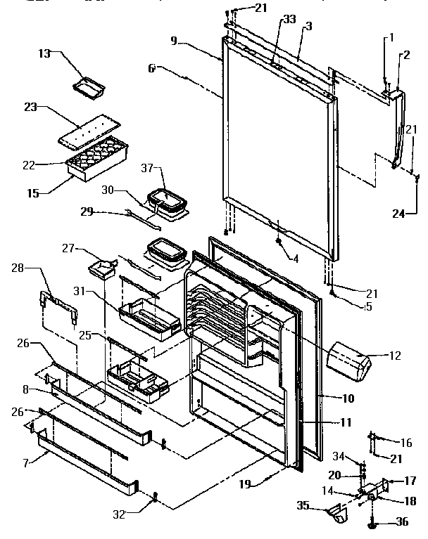 Refrigerator Door Diagram and Parts List for TXI21R2-P1168012W  Amana Refrigerator