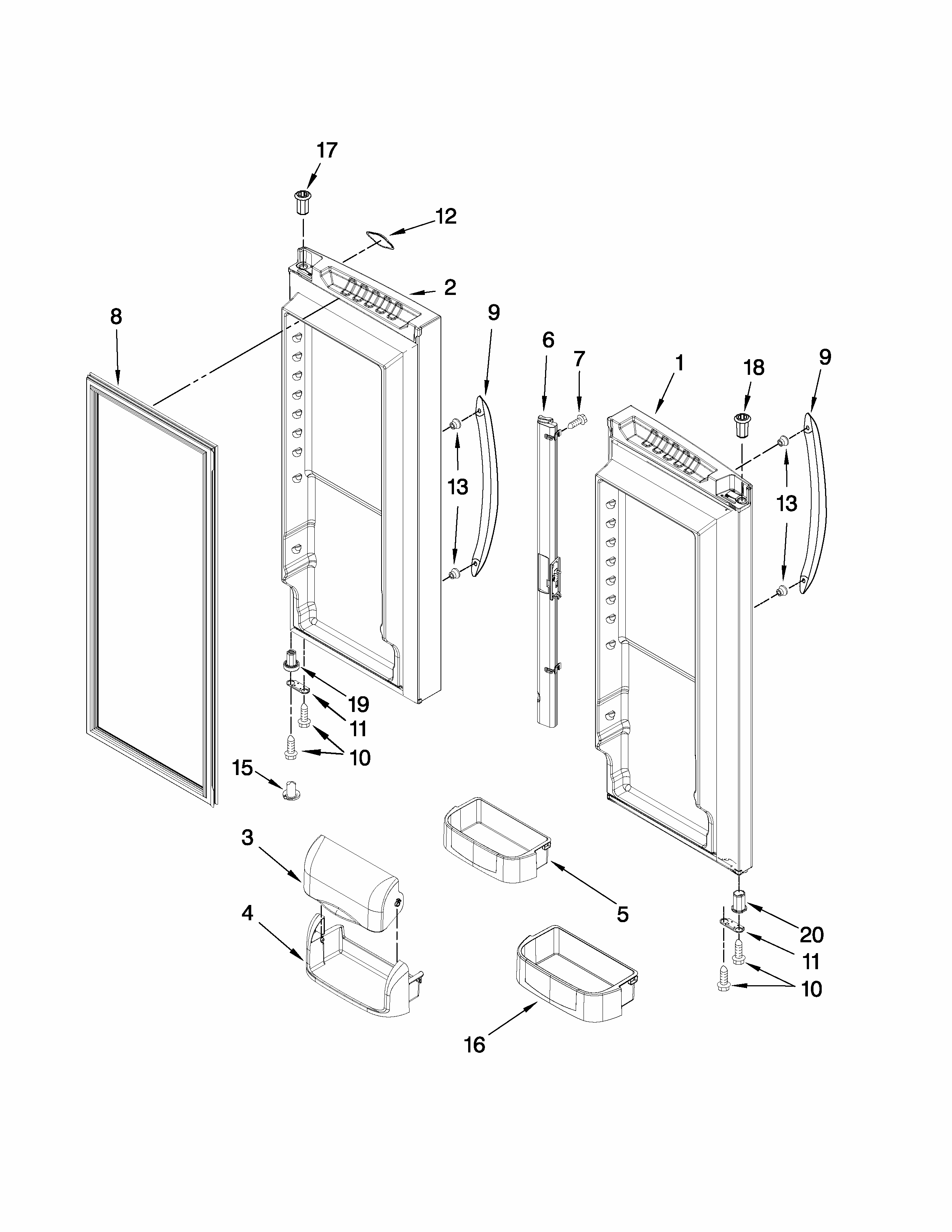 Refrigerator Door Parts Diagram and Parts List for G32026PEKS7  Maytag Refrigerator