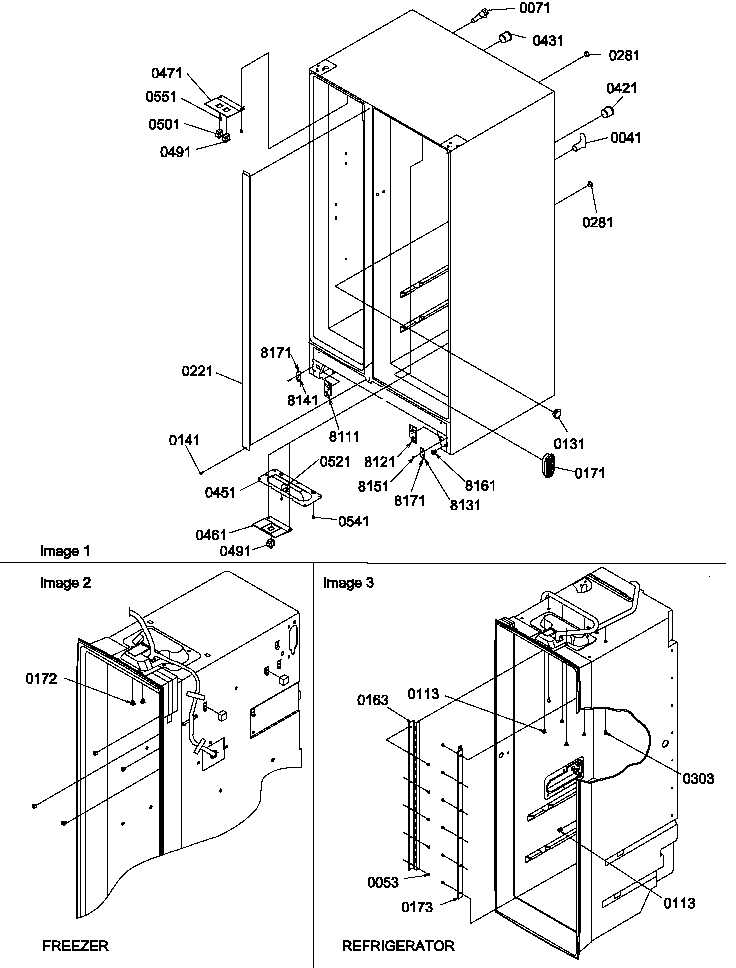 Cabinet Parts Diagram and Parts List for SCD25TW-P1190422WW  Amana Refrigerator