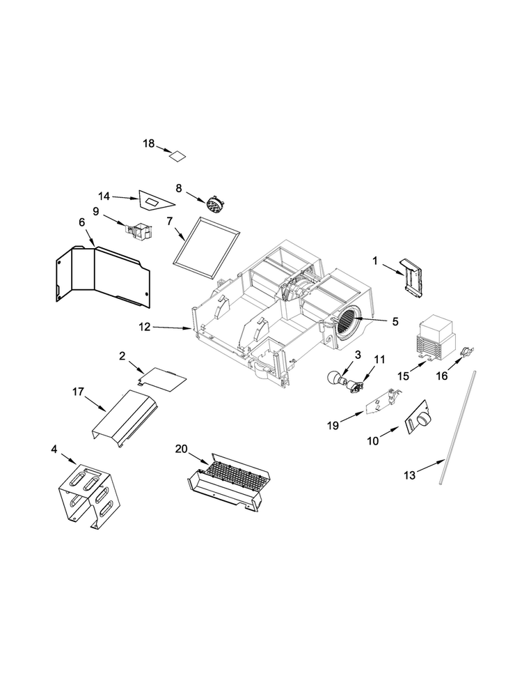 Air Flow Parts Diagram and Parts List for MMV5219DE1  Maytag Microwave
