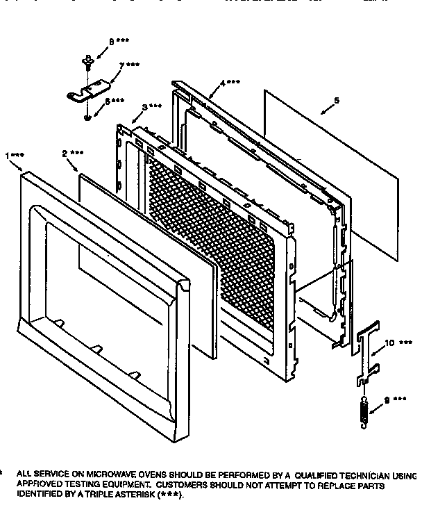 Door Diagram and Parts List for 56566201692  Kenmore Microwave