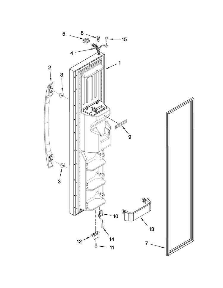 Freezer Door Parts Diagram and Parts List for ASD2524VEW02  Amana Refrigerator