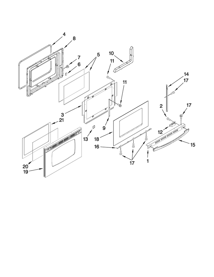 Door Parts Diagram and Parts List for MES5775BAF19  Maytag Range