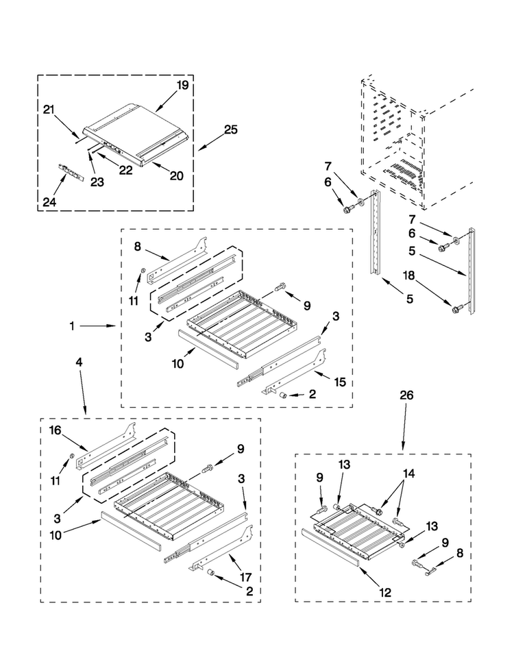 Shelf Parts Diagram and Parts List for JUW248RBCX23  Jenn-Air Wine and Beverage Cooler