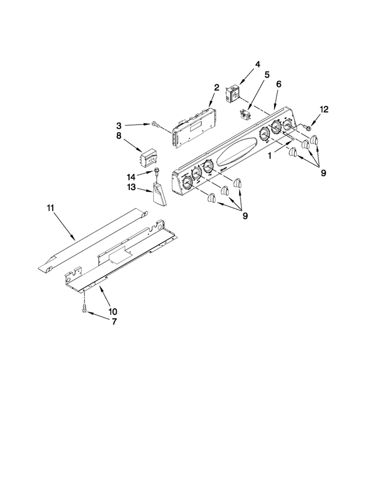 Control Panel Parts Diagram and Parts List for MES5875BCF20  Maytag Range