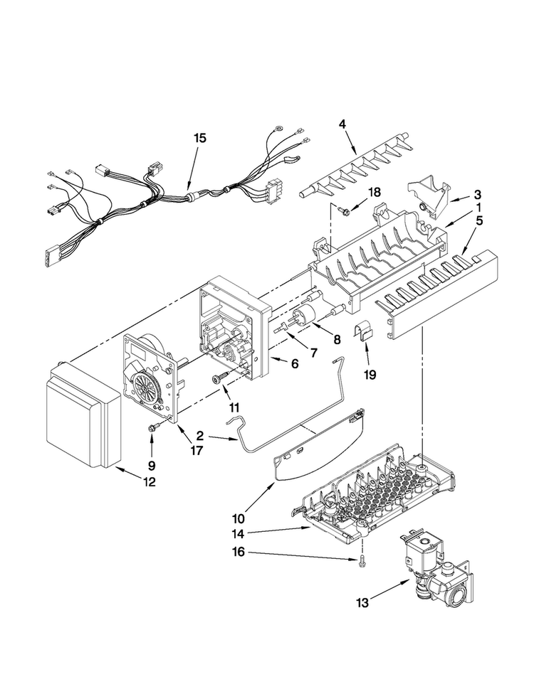 Icemaker Parts Diagram and Parts List for MFI2665XEM4  Maytag Refrigerator