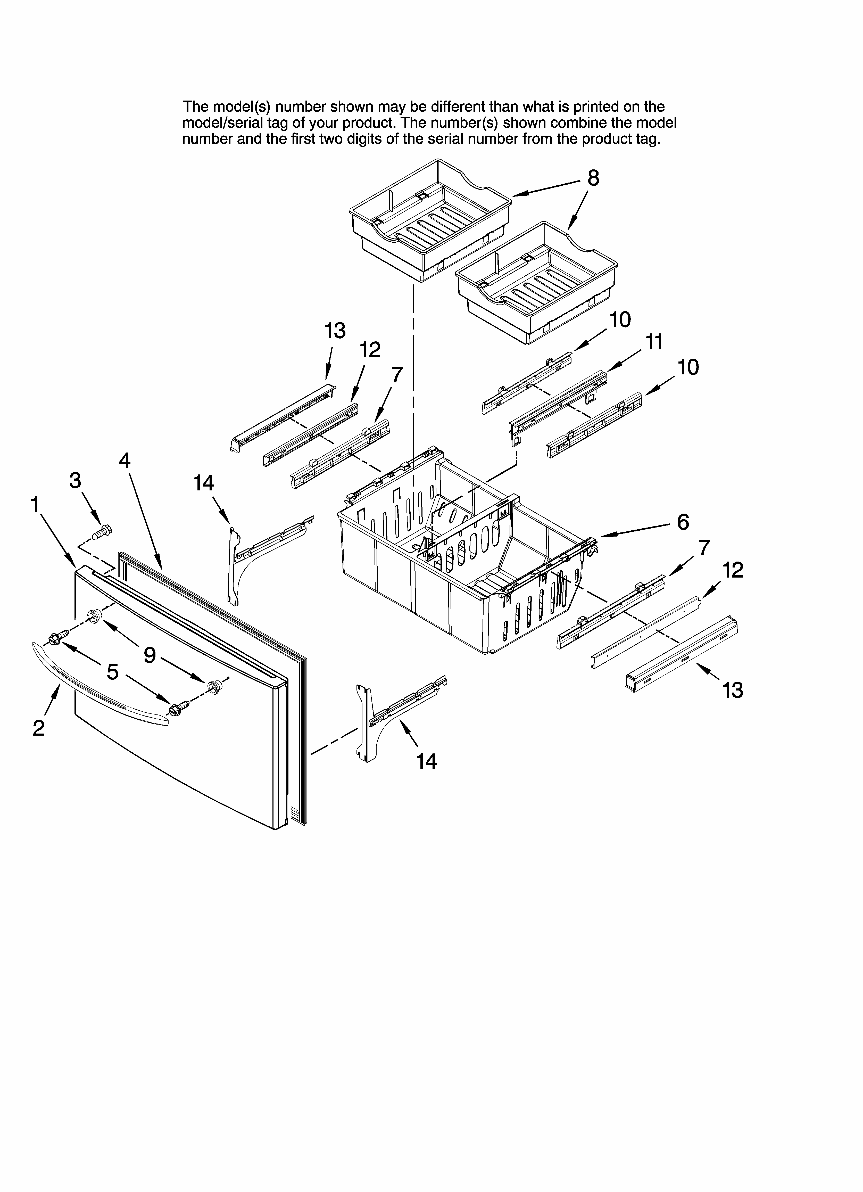 Freezer Door Parts Diagram and Parts List for MFI2266AES11  Maytag Refrigerator