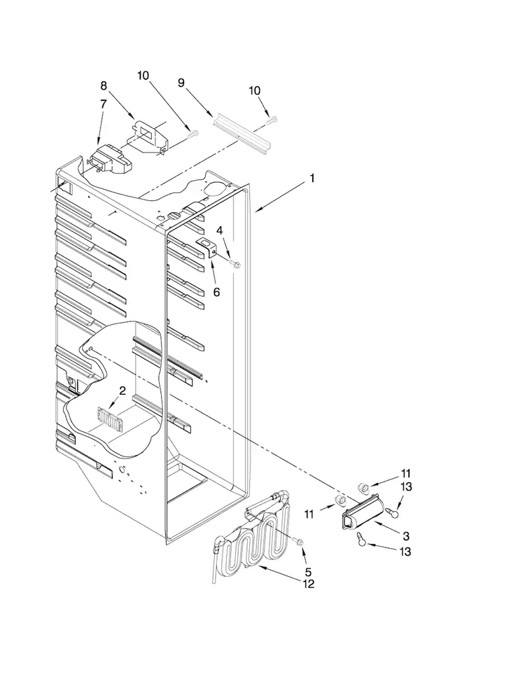 Refrigerator Liner Parts Diagram and Parts List for MSD2572VES01  Maytag Refrigerator