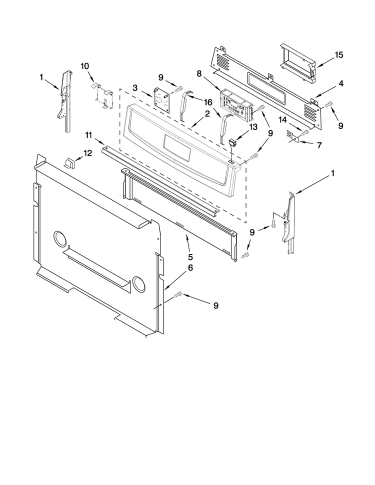 Control Panel Parts Diagram and Parts List for MGR7775WW0  Maytag Range