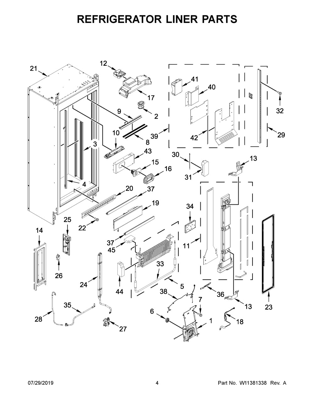 Refrigerator Liner Parts Diagram and Parts List for ALOVE24RRC00  Maytag Refrigerator