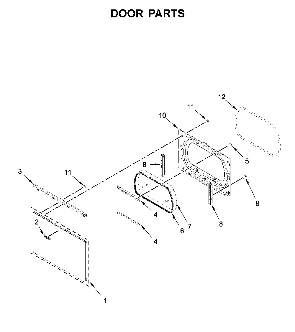 Door parts Diagram and Parts List for MGD6230HC0  Maytag Dryer