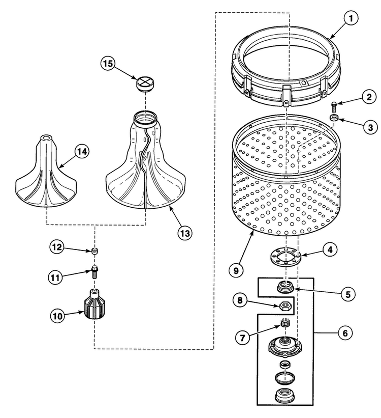 Washtub Assy Diagram and Parts List for SWT321QM  Speed Queen Washer