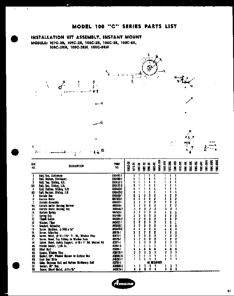 Section 7 Diagram and Parts List for 200C-8R  Amana Air Conditioner