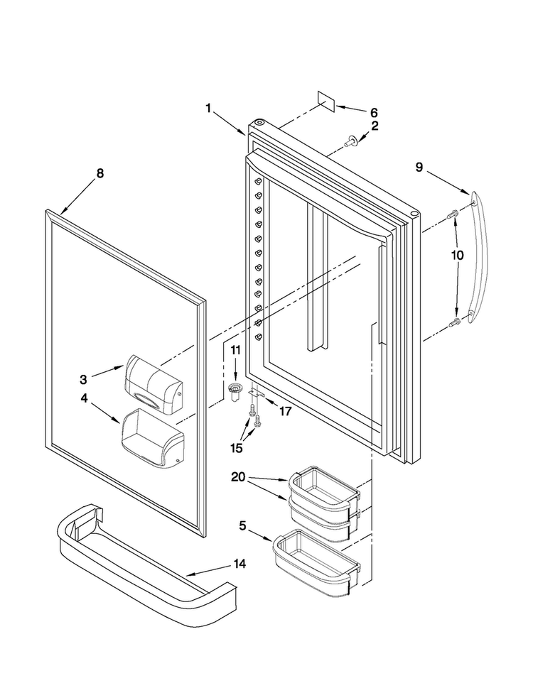 Refrigerator Door Parts Diagram and Parts List for ABB1924WEB2  Amana Refrigerator