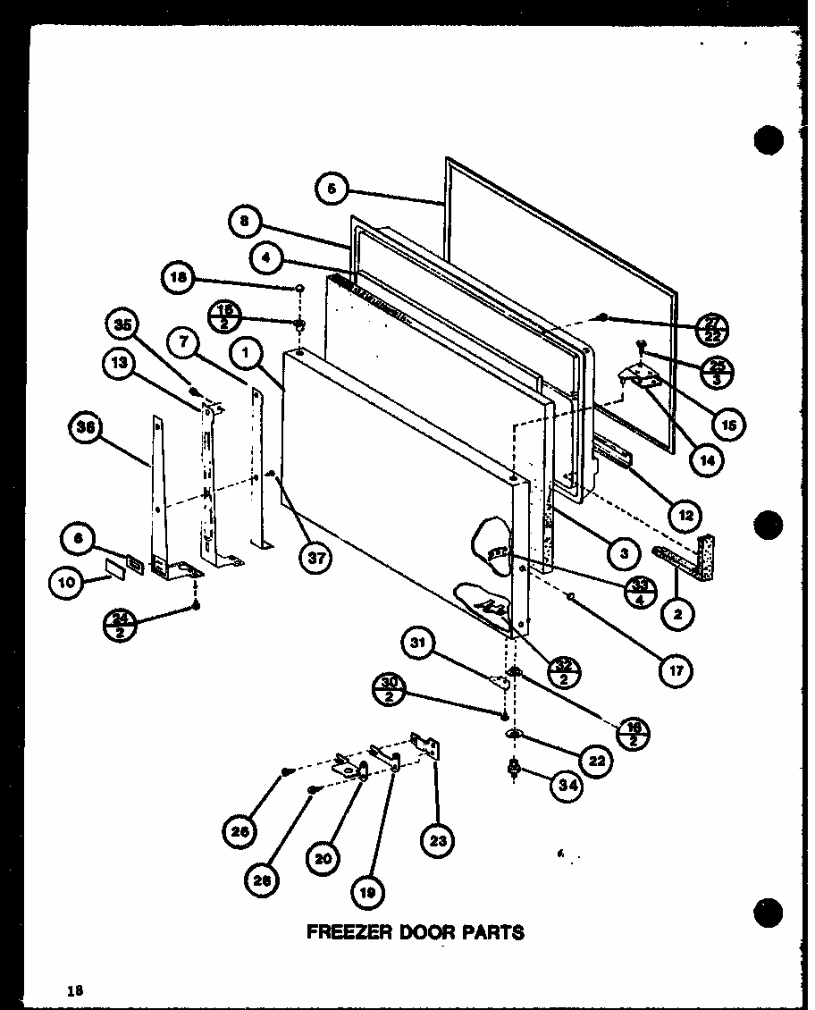 Freezer Door Parts (tl20j/p7739029w) (tli20j/p7739030w) Diagram and Parts List for TL8J-P7739024W  Amana Refrigerator