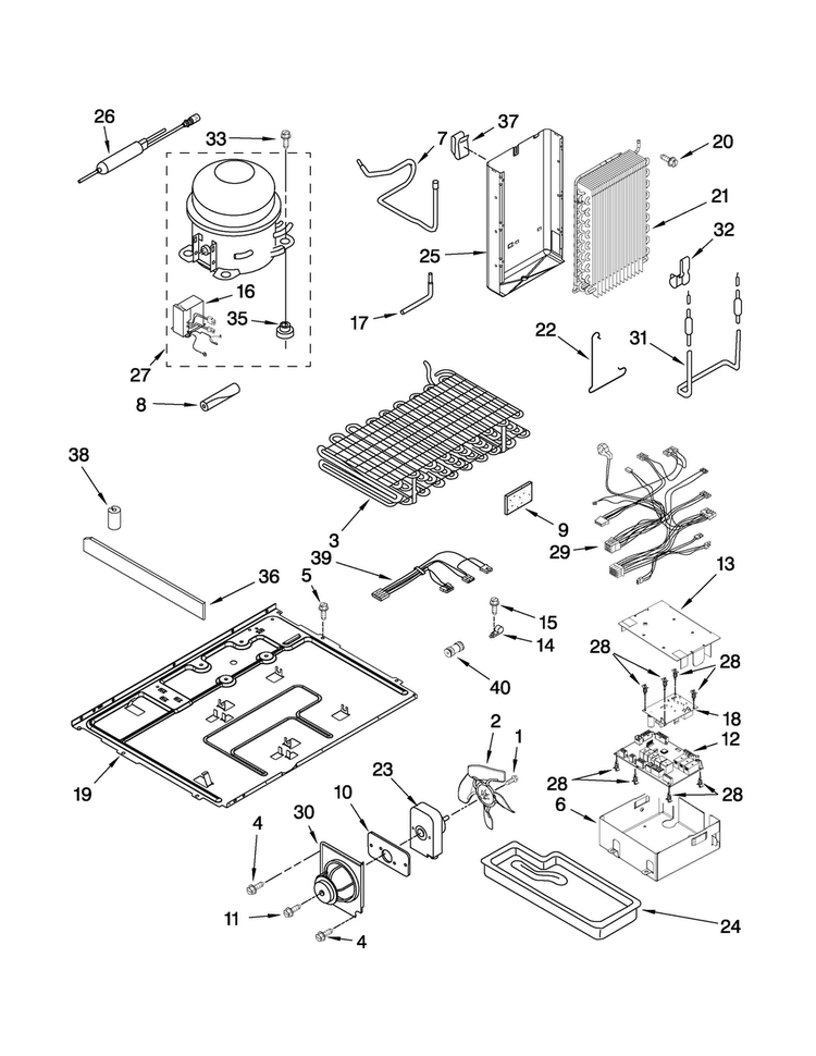 Unit Parts Diagram and Parts List for MCD2358WEW01  Maytag Refrigerator