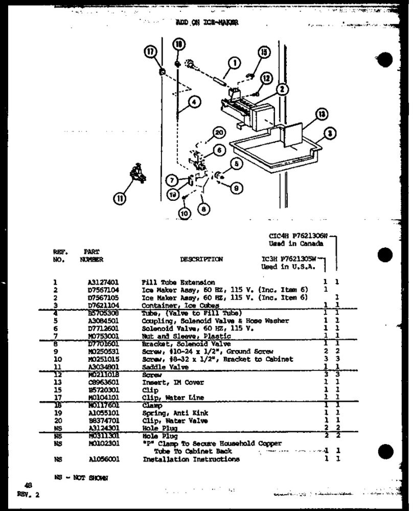 Diagram 4 Diagram and Parts List for IC3K-P7621309W-TM  Amana Refrigerator