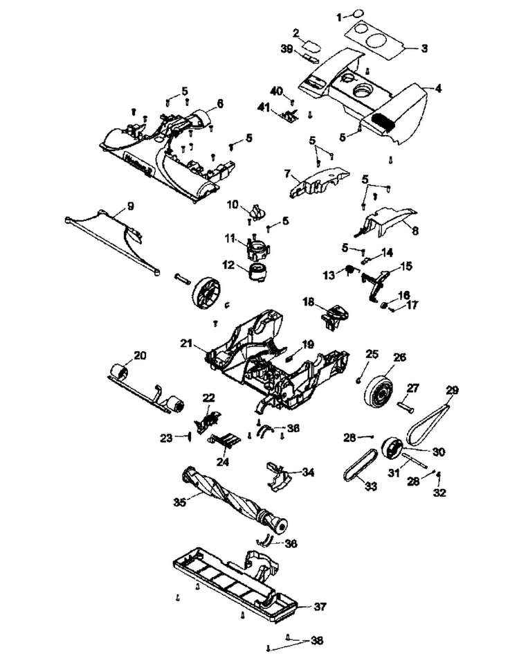 Base Assy Diagram and Parts List for U8311-900  Hoover Upright Vacuum