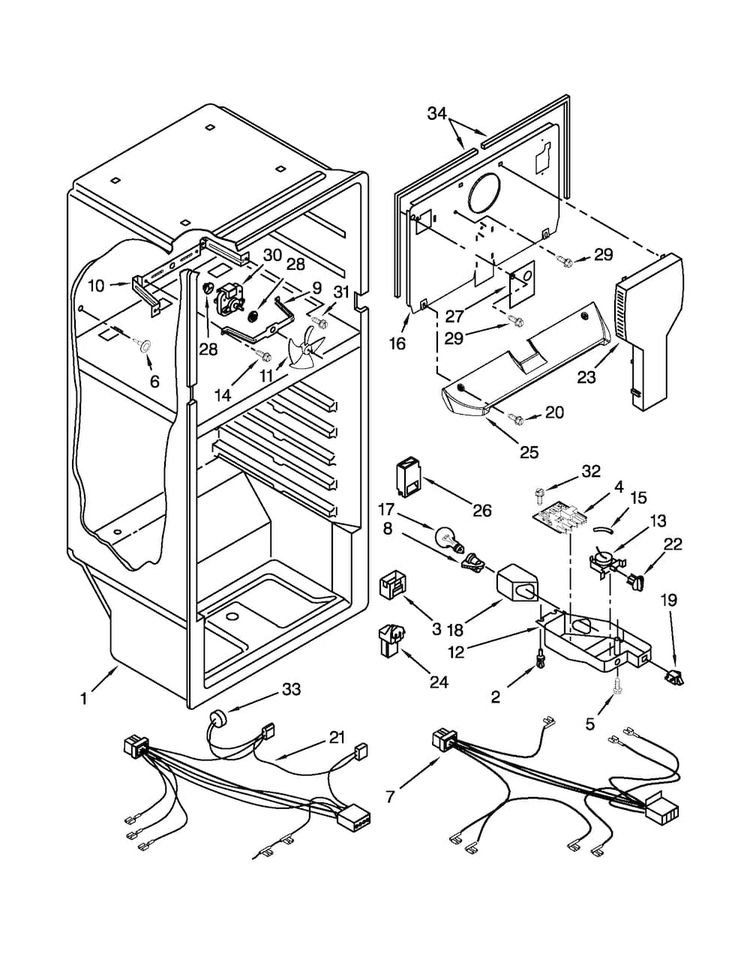 Liner Parts Diagram and Parts List for A8TCNWFAW01  Amana Refrigerator