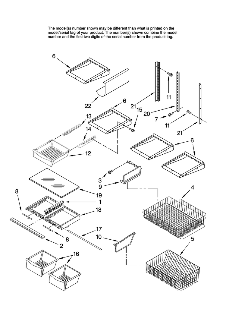 Shelf Parts Diagram and Parts List for MBL2556KES12  Maytag Refrigerator