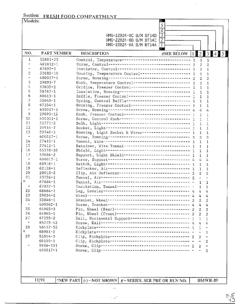Fresh Food Compartment Page 2 Diagram and Parts List for 22824-0B  Admiral Refrigerator
