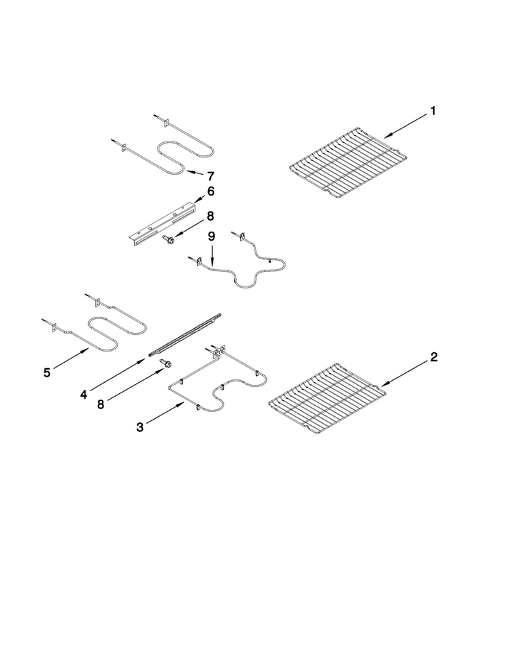 Rack And Element Parts Diagram and Parts List for MER6751AAS24  Maytag Range