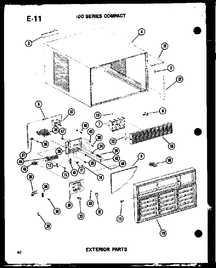 Exterior Parts Diagram and Parts List for 11-5J P54336-67R Amana Air Conditioner